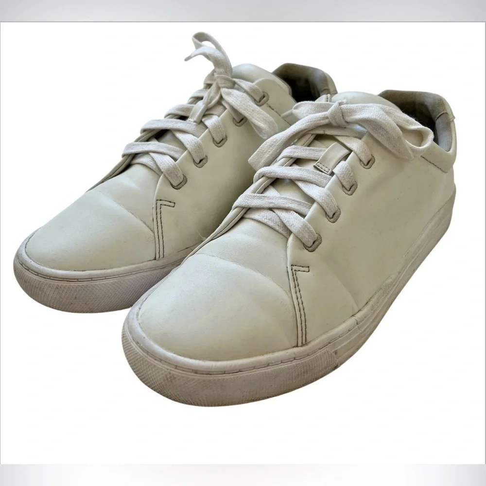 Projext Men’s Scooter One Leather Low-Top Sneakers White Lace Up Sz 8.5 US 41 EU